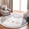 SAFAVIEH Carousel Kids Collection 8' Round Pink/Grey CRK134P Cat Non-Shedding Nursery Playroom Area Rug view 1