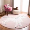 SAFAVIEH Carousel Kids Collection 8' Round Pink/Ivory CRK163P Unicorn Non-Shedding Nursery Playroom Area Rug view 1