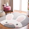 SAFAVIEH Carousel Kids Collection Area Rug - 8' Round, Pink & Grey, Bunny Ear Design, Non-Shedding & Easy Care, Ideal for High Traffic Areas for Boys & Girls in Playroom, Nursery, Bedroom (CRK168P) view 1