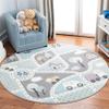 SAFAVIEH Carousel Kids Collection Area Rug - 8' Round, Grey & Light Blue, Non-Shedding & Easy Care, Ideal for High Traffic Areas for Boys & Girls in Playroom, Nursery, Bedroom (CRK193F) view 1