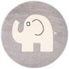 SAFAVIEH Carousel Kids Collection 8' Round Grey/Ivory CRK165B Elephant Non-Shedding Nursery Playroom Area Rug view 2