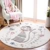 SAFAVIEH Carousel Kids Collection Area Rug - 8' Round, Ivory & Pink, Cat Design, Non-Shedding & Easy Care, Ideal for High Traffic Areas for Boys & Girls in Playroom, Nursery, Bedroom (CRK187A) view 1