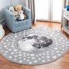SAFAVIEH Carousel Kids Collection Area Rug - 8' Round, Light Grey & White, Non-Shedding & Easy Care, Ideal for High Traffic Areas for Boys & Girls in Playroom, Nursery, Bedroom (CRK135F) view 1