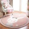 SAFAVIEH Carousel Kids Collection Area Rug - 8' Round, Pink & Ivory, Bunny Design, Non-Shedding & Easy Care, Ideal for High Traffic Areas for Boys & Girls in Playroom, Nursery, Bedroom (CRK166P) view 1