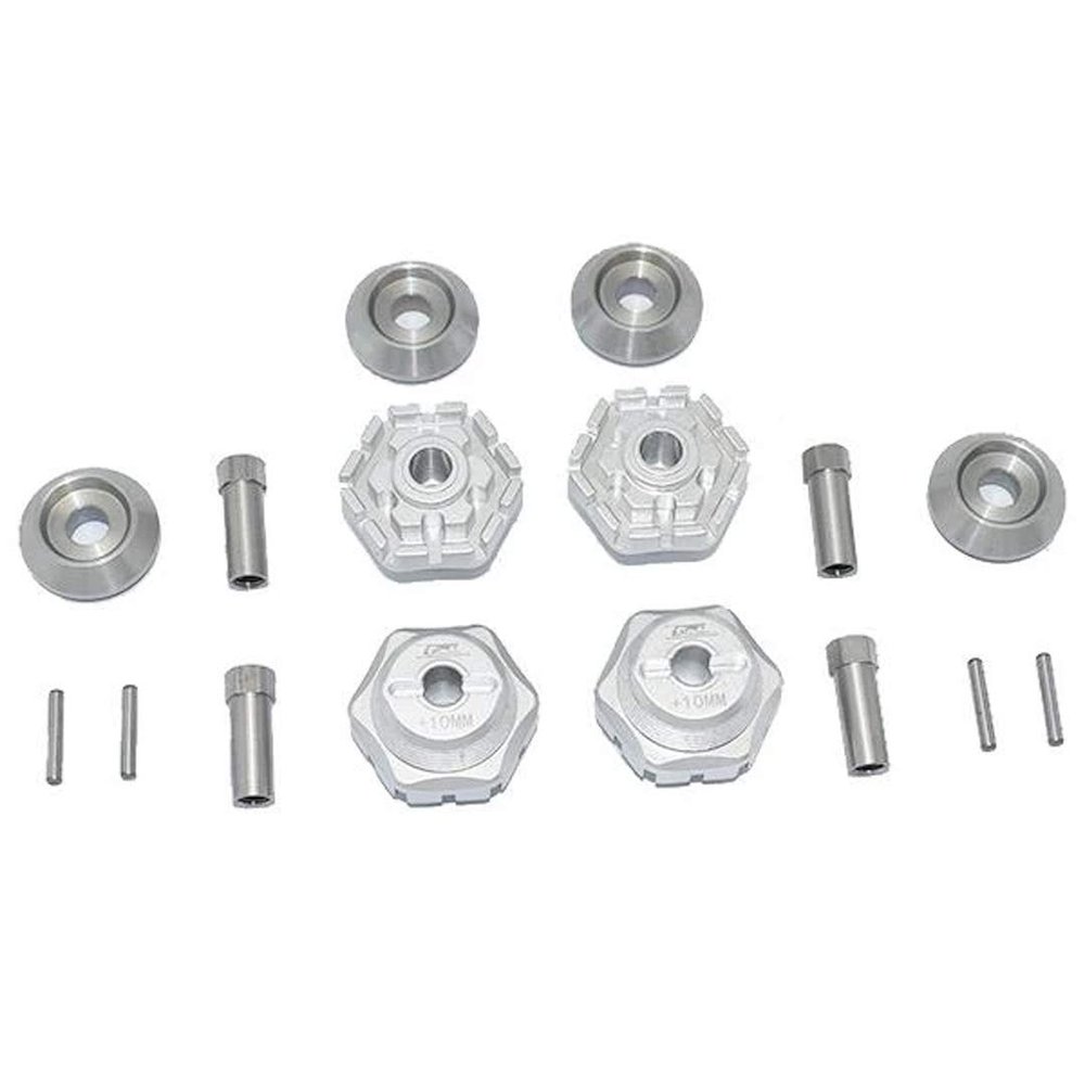 GPM Aluminum Wheel Hub Hex +10mm Silver : 1/10 Maxx 4WD Monster Truck