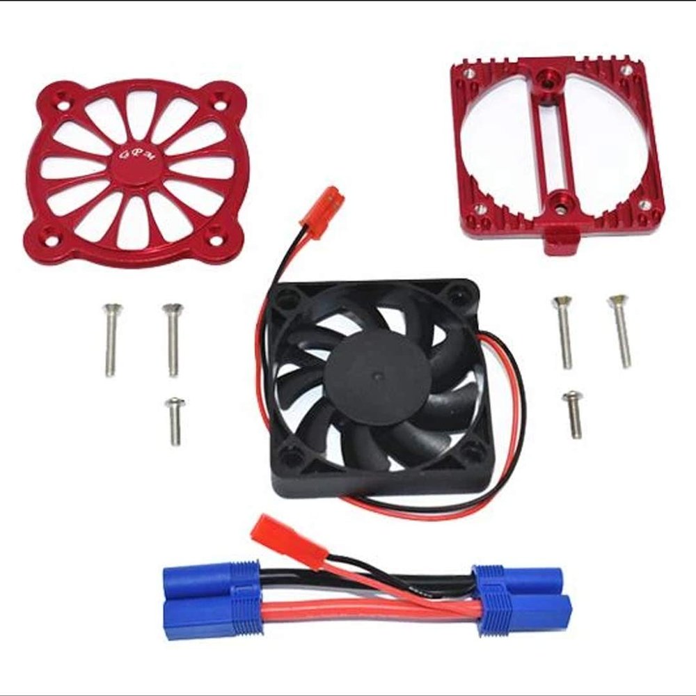 GPM Aluminum Motor Heatsink with Cooling Fan -10Pc Set for ARRMA1/10 4Wd Kraton 4X4 4S Blx-Ara102690 (Red)