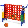 Costzon Giant 4-in-A-Row, Jumbo 4-to-Score Giant Game w/Basketball Hoop, Ring Toss, Quick-Release Slider, 42 Jumbo Rings, Indoor Outdoor Family Connect Game for Kids & Adults, Backyard Games, Blue view 1