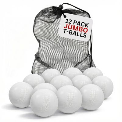 Liberty Imports 12 PCS Toddler & Little Kids Replacement T Ball Baseball Balls - Jumbo Plastic T-Balls with Mesh Bag, 3.5-inch Oversized Tballs for Totsports T-Ball Set, Softball, Training