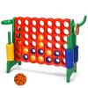 Costzon Giant 4-in-A-Row, Jumbo 4-to-Score Giant Game w/Basketball Hoop, Ring Toss, Quick-Release Slider, 42 Jumbo Rings, Indoor Outdoor Family Connect Game for Kids & Adults, Backyard Games, Green view 1