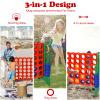 Costzon Giant 4-in-A-Row, Jumbo 4-to-Score Giant Game w/Basketball Hoop, Ring Toss, Quick-Release Slider, 42 Jumbo Rings, Indoor Outdoor Family Connect Game for Kids & Adults, Backyard Games, Green view 2
