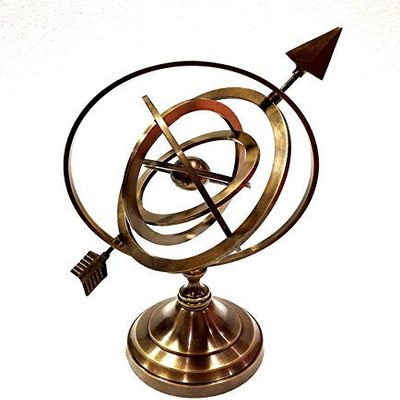 Vimal Nautical 10,Brown Antique Nautical Brass Armillary Sphere World Globe Brown Metal Base Office Decorative