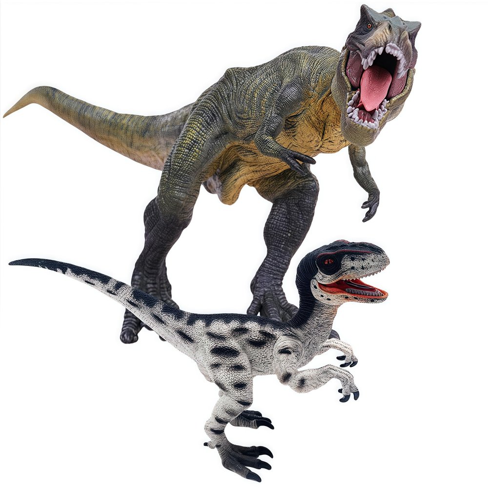 Gemini&Genius Tyrannosaurus Rex and Velociraptor Set with Movable Jaw Dinosaur Toys Dinosaur World Action Figures Birthday Gift Toys and Cake Topper for Kids 3-12 Years Old