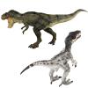 Gemini&Genius Tyrannosaurus Rex and Velociraptor Set with Movable Jaw Dinosaur Toys Dinosaur World Action Figures Birthday Gift Toys and Cake Topper for Kids 3-12 Years Old view 3