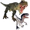 Gemini&Genius Tyrannosaurus Rex and Velociraptor Set with Movable Jaw Dinosaur Toys Dinosaur World Action Figures Birthday Gift Toys and Cake Topper for Kids 3-12 Years Old view 4