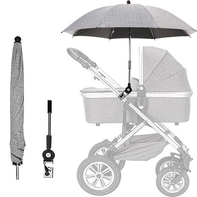 Baby Stroller Parasol, Universal Umbrella with Clamp, 360 Degree Adjustable UV Protection Stroller Sun Shade, Waterproof Umbrella for Trolley, Bike, Wheelchair, Beach Chair