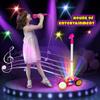 First Note USA Karaoke Machine with Stand, Sing Along Microphone for Kids, Musical Toy with Flashing Stage Lights and Pedals for Fun Sound Effects, Pink view 3