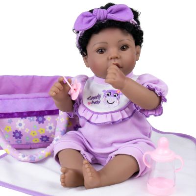 Aori Reborn Baby Dolls Black American Girl - 18" Lifelike Newborn Doll with Posable Limbs Weighted Body for Realistic Feel Handmade Collectible Gift Set Including Bassinet Outfit & Accessories