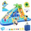 AKEYDIY Inflatable Water Slide & Crocodile Water Bounce House, Blow Up Water Slide Park w/Splash Pool,Climb Wall,Basket-Rim,Water Cannon,Shower Head, Water Inflatables for Kids Backyard 3-12 view 1