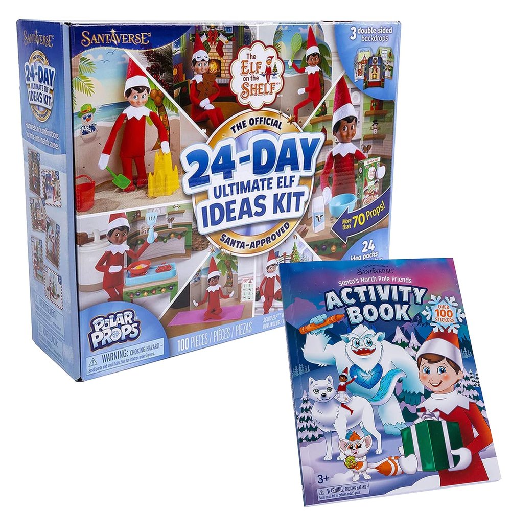 The Elf on The Shelf Set of 2: Polar Props 24-Day Ultimate Elf Ideas Kit and Santa's North Pole Friends Activity Book