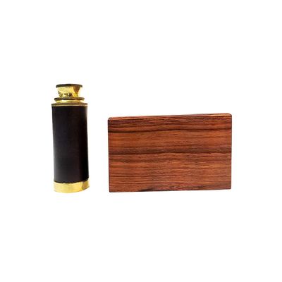 Vimal Nautical Colors Golden Black & Red 6 Inch Telescope with Wooden Box - Antique Brass Spyglass Handcrafted Gift Item