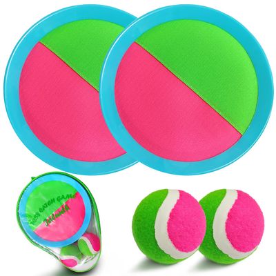Jalunth Ball Catch Set Game Toss Paddle - Beach Toys Back Yard Outdoor Games Pool Backyard Target Throw Catch Sticky Set Age 3 4 5 6 7 8 9 10 11 12 Years Old Boys Girls Kids Easter Gifts Blue