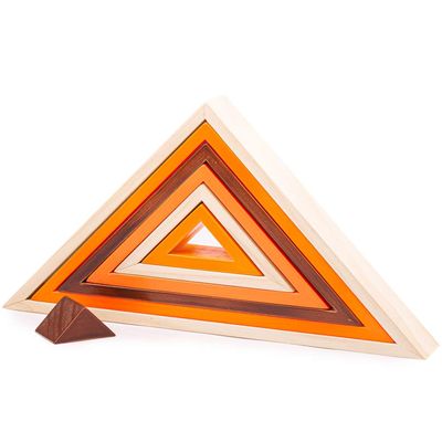 Bigjigs Toys Pyramid Stacking Blocks - 7 Piece Natural Wooden Stacking Toys, Triangle-Shaped Stacking Toys, Nursery Decor, Nesting and Stacking Blocks for Toddlers 18+ Months