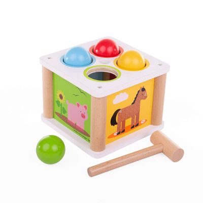 Bigjigs Toys - Tap Tap Ball & Wooden Hammer Toy, Ball Drop Toys, Pounding Toy Hammer, Hammer Toys for 1 Year Old, Educational Toys for Babies, Baby Wooden Toys