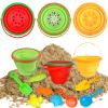 Beach Sand Toys Set for Kids, Silicone Collapsible Foldable Beach Bucket Travel Beach Toys for Summer Outdoor Camping and Fishing Tub with Sand Molds Shovels Rakes for Toddlers Boys Girls 2.5L 3PCS view 1