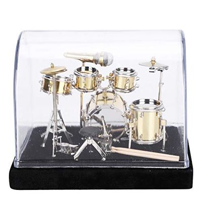 Pssopp Mini Drum Model Gift, Miniature Musical Instrument Drum Set Model Display Drum Kit Model Mini Ornaments Craft for Home Decor Graduation Day Gift