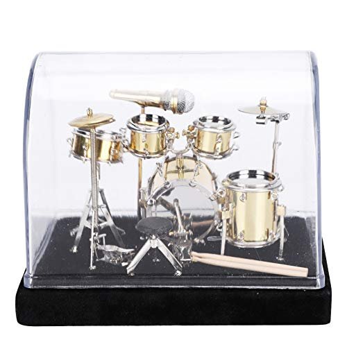 Pssopp Mini Drum Model Gift, Miniature Musical Instrument Drum Set Model Display Drum Kit Model Mini Ornaments Craft for Home Decor Graduation Day Gift