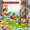 Anpcso Marble Run Building Blocks for Kids Age 3-8, 128 Pcs STEM Building Bricks Set with Toss Ring Game, Educational Learning Toys for Toddlers Boys Girls Gifts- Compatible with All Major Brands view 3