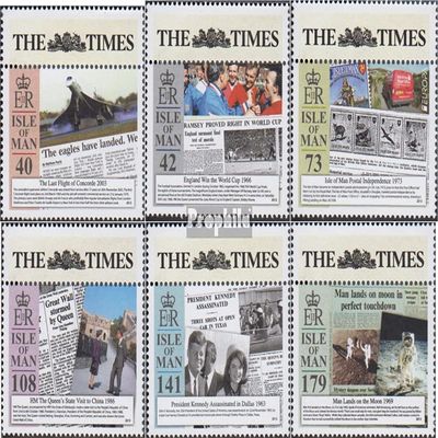 United Kingdom - Isle of Man 1874Zf-1879Zf with zierfeld (Complete.Issue.) unmounted Mint/Never hinged ** MNH 2013 Newspaper The Times (Stamps for Collectors) Airplanes/Balloons/Zeppelins/Avia