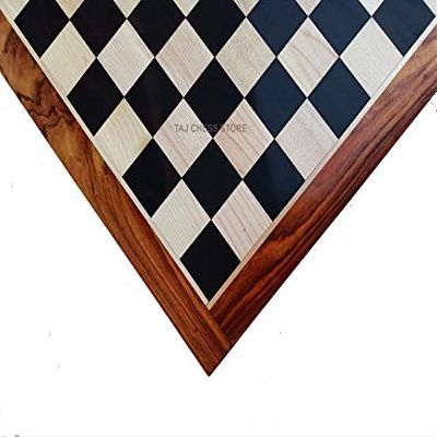 21" Ebony Wood Chess Set Board | Solid Ebony Wood Square with Golden Rosewood Border Board | Tournament Luxury Chess Board | 55 MM Sqaure Size
