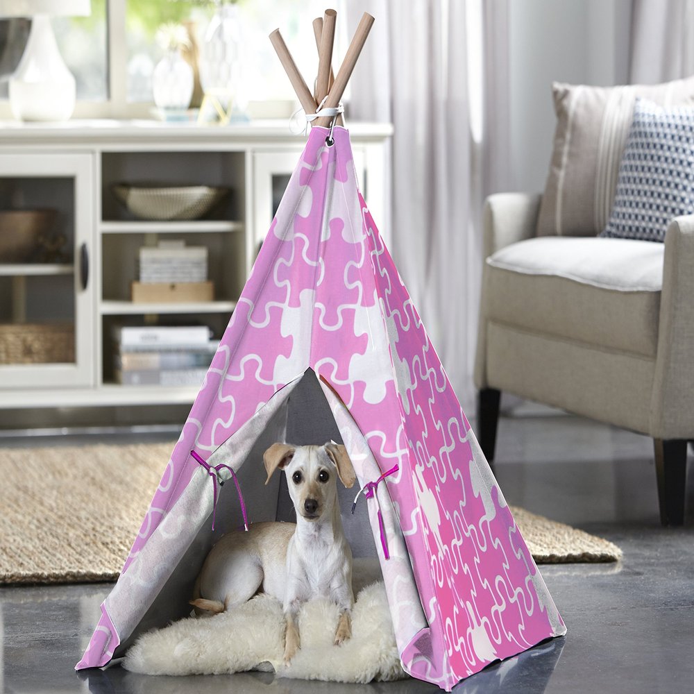 Go-Fish Pink Puzzle Pet Teepee Tent44; Medium