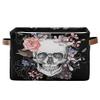 SEULIFE Floral Sugar Skull Flower Halloween Foldable Storage Basket, Large Collapsible Organizer Storage Bin Cube Toys Storage Boxes with Handles for Bathroom Kids Nursery Closet Storage, 1 Pack view 1