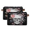 SEULIFE Floral Sugar Skull Flower Halloween Foldable Storage Basket, Large Collapsible Organizer Storage Bin Cube Toys Storage Boxes with Handles for Bathroom Kids Nursery Closet Storage, 1 Pack view 2