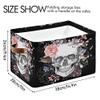 SEULIFE Floral Sugar Skull Flower Halloween Foldable Storage Basket, Large Collapsible Organizer Storage Bin Cube Toys Storage Boxes with Handles for Bathroom Kids Nursery Closet Storage, 1 Pack view 4