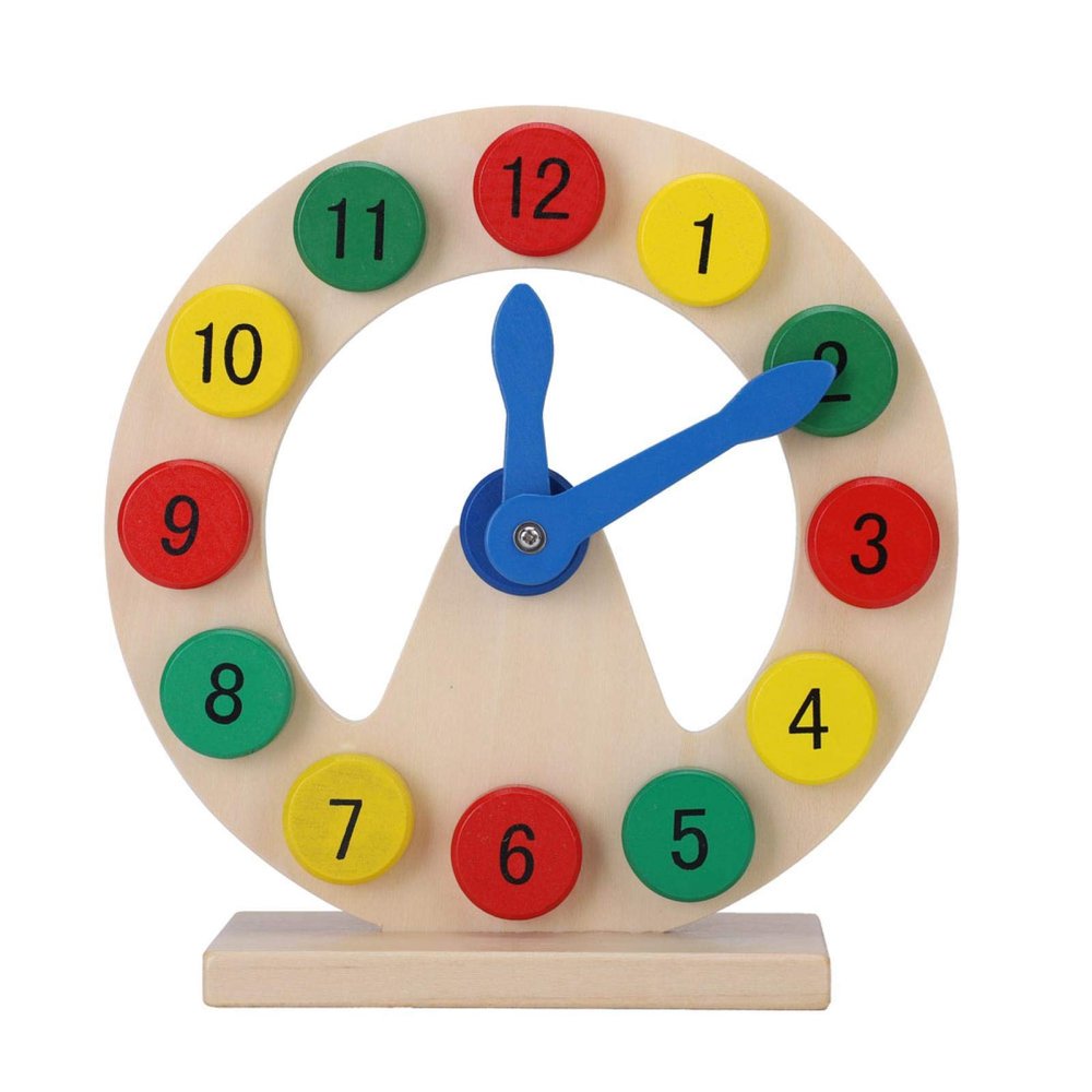 ZJchao Baby Children Wooden Clock, Baby Toddler Toys Teaching Clocks Toy Kids Time Number Teaching Adorable Cartoon Clocks with Numbers Interactive Teaching Clock Toy for Kids