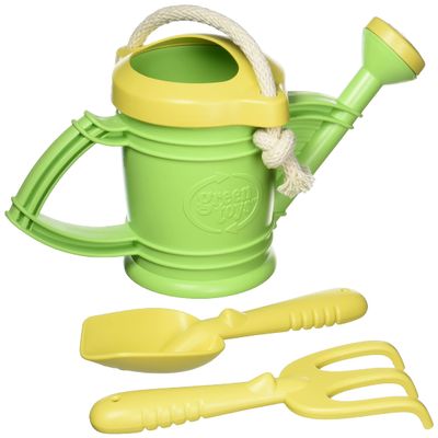 Green Toys Watering Can, Green 4C - Pretend Play, Motor Skills, Kids Outdoor Role Play Toy. No BPA, phthalates, PVC. Dishwasher Safe, Recycled Plastic, Made in USA, Yellow