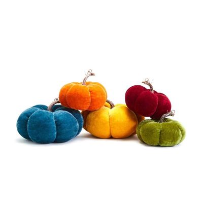 Two's Company Rich Hues Set of 10 Plush Pumpkins 8 inches and 5.75 inches