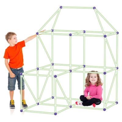 PicassoTiles Glow-in-The-Dark Indoor Outdoor Tunnel Tent Kids Fort Building Kit Playhouse for Boys & Girls Ages 3+ STEM Construction Toy Creative, Imaginative Play, and Problem Solving Skills PTC125G
