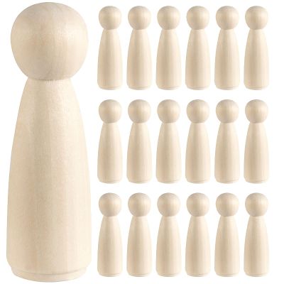 HOIGON 30 PCS 3.5 Inch Wooden Peg Dolls, 90mm Unfinished Angel Girl Wooden Peg Doll People for Crafts, Wedding, Cake Toppers, Painting, Decor