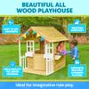TP Toys Outdoor Kids Kitchen Playset Wooden Playhouse for Kids - Toddler Pretend Play Kitchen, Accessories, Sturdy, Weatherproof, Door, Windows, Sink, Wood Burner Stencils, Easy Assembly, Ages 3+ view 2