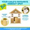 TP Toys Outdoor Kids Kitchen Playset Wooden Playhouse for Kids - Toddler Pretend Play Kitchen, Accessories, Sturdy, Weatherproof, Door, Windows, Sink, Wood Burner Stencils, Easy Assembly, Ages 3+ view 3