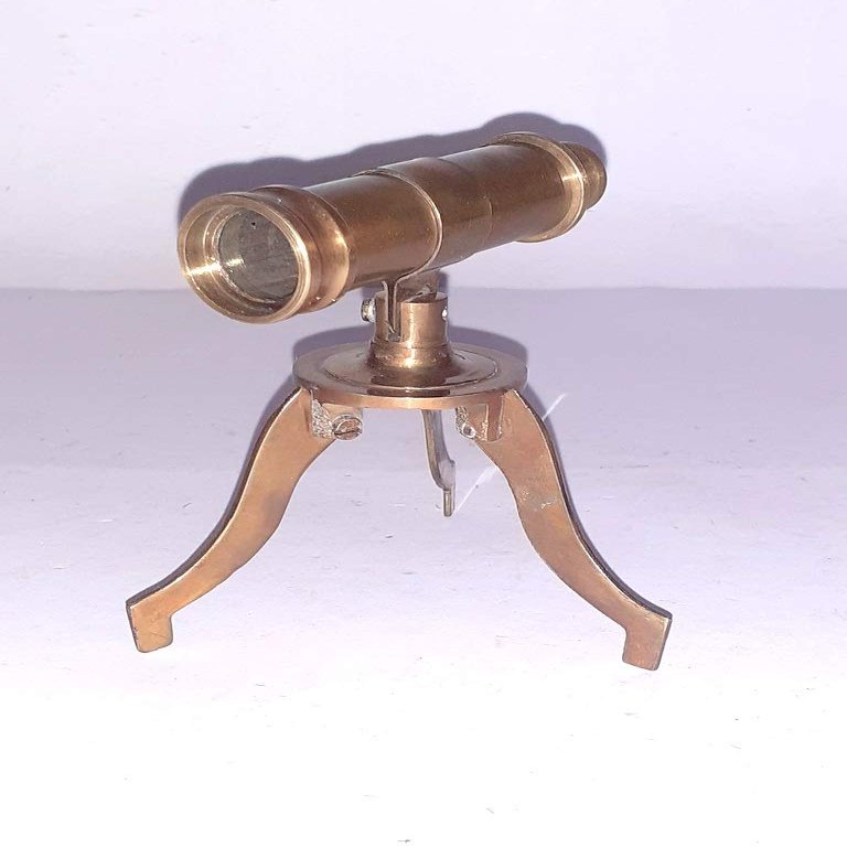 Vimal Nautical 3 inch Full Brass Antique Telescope with Tripod Stand Brass Antique Telescope Brown Antique
