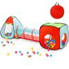 3pc Kids Play Tent for Toddler with Ball Pit+Crawl Tunnel+Castle Tent, Pop Up Children Playhouse for Boys and Girls Gift, Collapsible Baby Play Tent Toy Indoor and Outdoor Games view 1