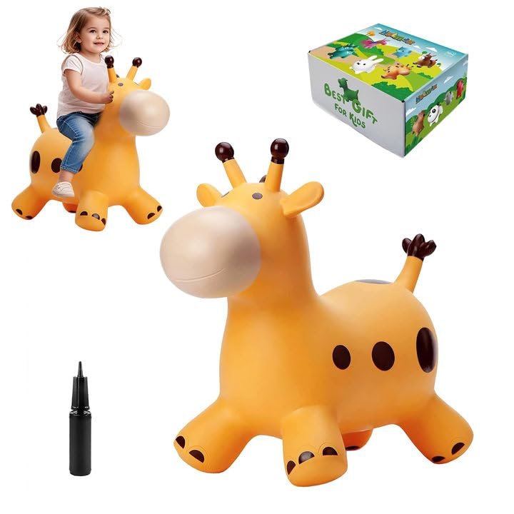 HotMax Bouncy Horse, Inflatable Bouncing Animals Hopper for Toddlers or Kids, Ride on Rubber Jumping Toys for Boy or Girl Birthday Gift (Giraffe)