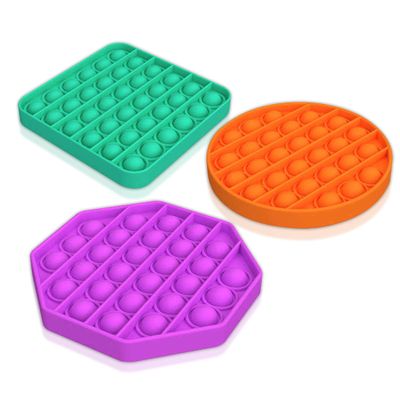 AmazTree 3 Pack Pop It Push Bubbles Fidget Toys | Silicone Fidget Poppers Sensory Silicone Toy Circle Square Octagon Popper, Christmas Stuff & Gifts | Playing Board Emotion Anxiety Relief Game Tool