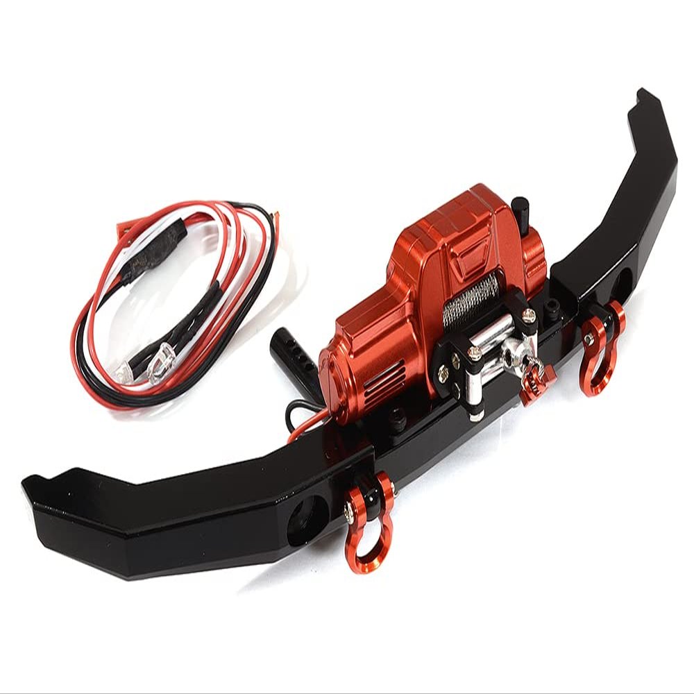 Realistic Front Alloy Bumper with Power Winch for Axial 1/10 SCX10 II 6X6
