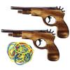 2 Pcs Wooden Rubber Band Gun Kids Outdoor Toy with 100 Rubber Bands 9 Inches Length (Log Color) view 1